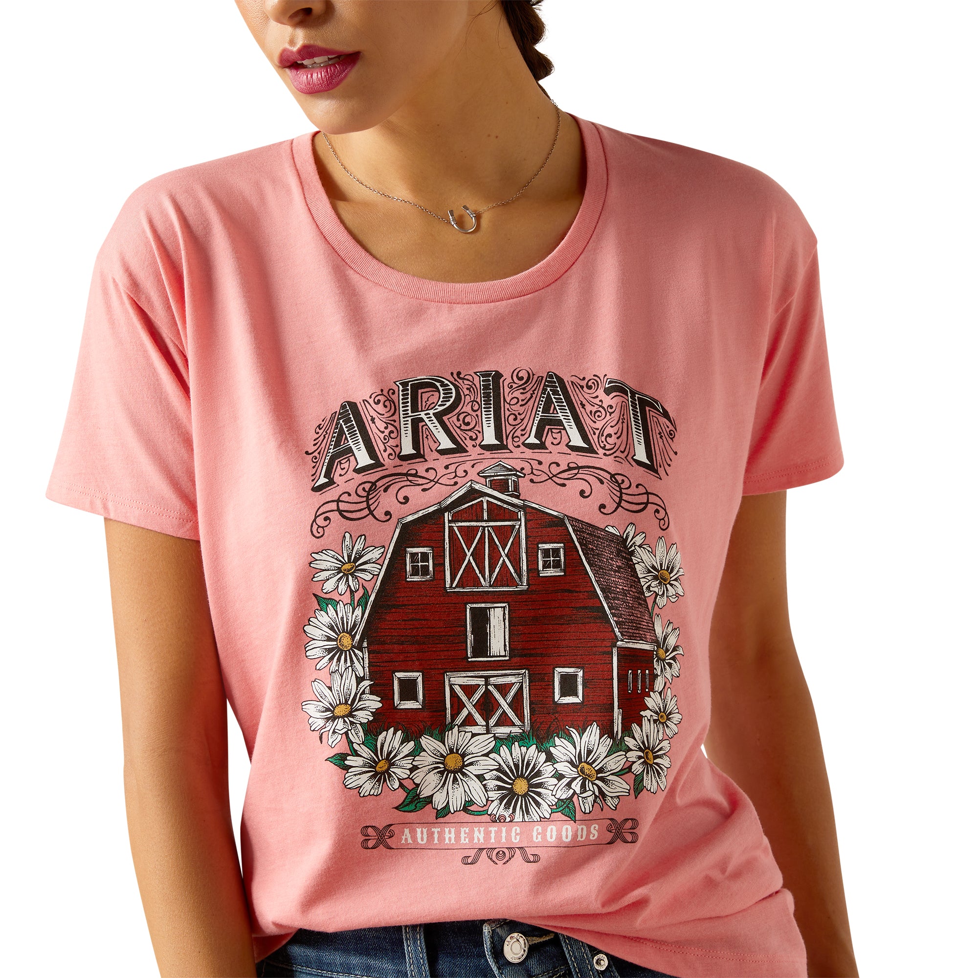 Playera Ariat Rosa Diseno Granero Ariat Mexico