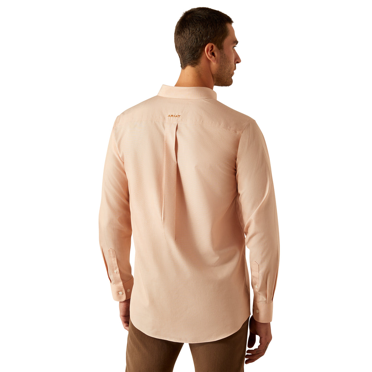 Camisa Ariat Lisa Café Libre De Arrugas Corte Fitted