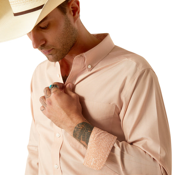 Camisa Ariat Lisa Café Libre De Arrugas Corte Fitted