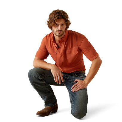Camisa Ariat VentTEK Outbound Naranja Corte Clásico