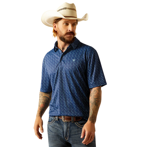 Polo Ariat All Over Print Azul