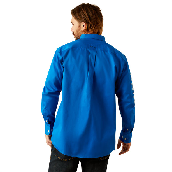 Camisa Ariat Team Logo Twill Azul Corte Clásico