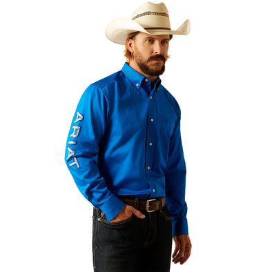 Camisa Ariat Team Logo Twill Azul Corte Clásico