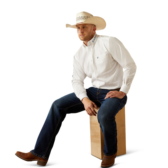 Camisa Ariat Team Logo Twill Blanco Corte Clásico