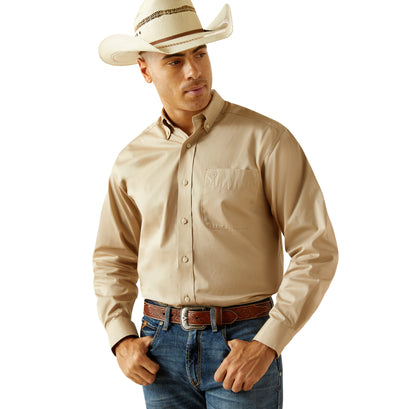 Camisa Ariat Solid Twill Ligera Khaki Corte Clásico