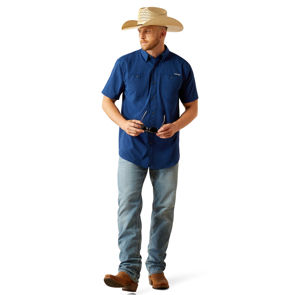 Camisa Ariat 360 Airflow Azul Corte Clásico