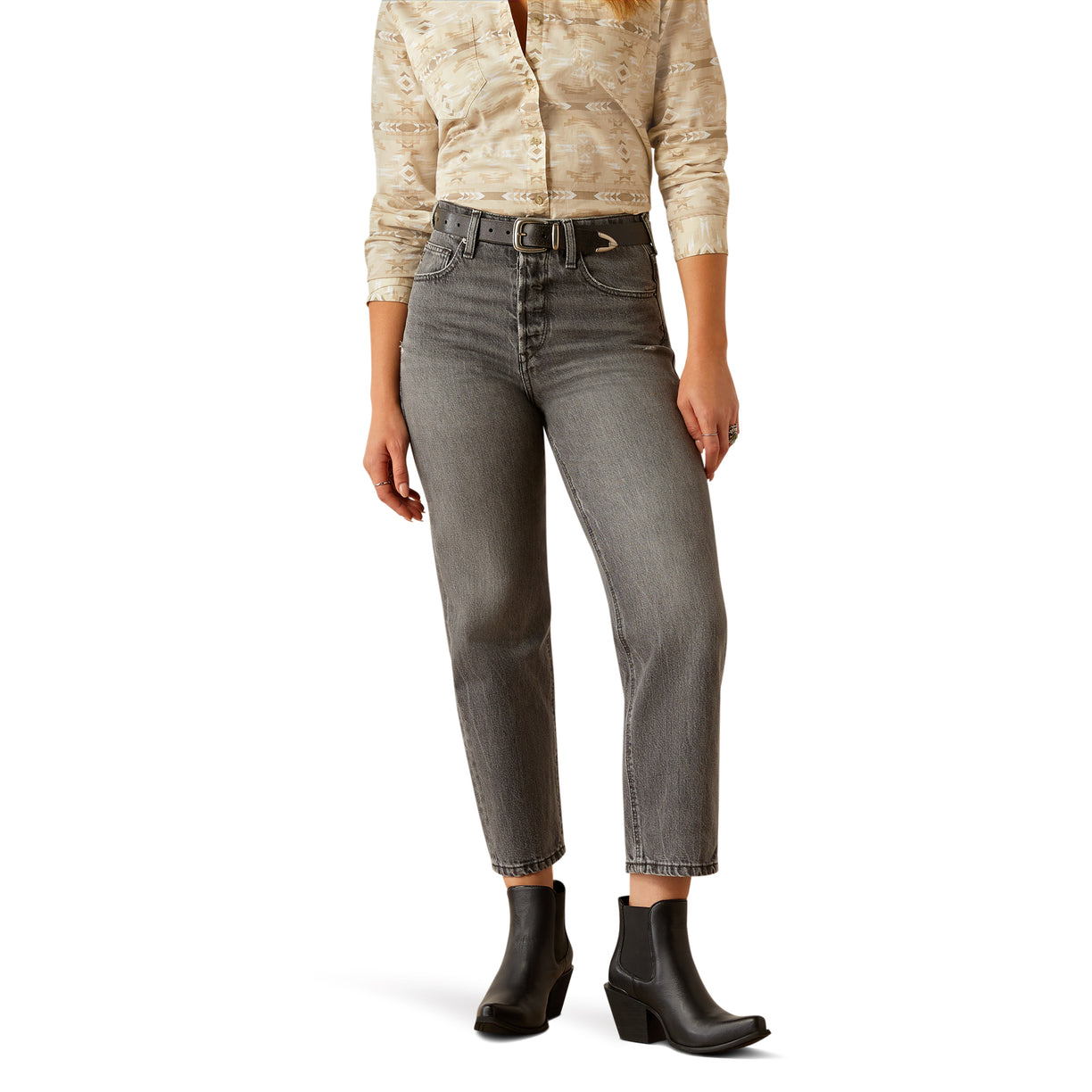 Jeans Ariat Tiro Ultra Alto Jazmine Estilo Tomboy Corte Recto
