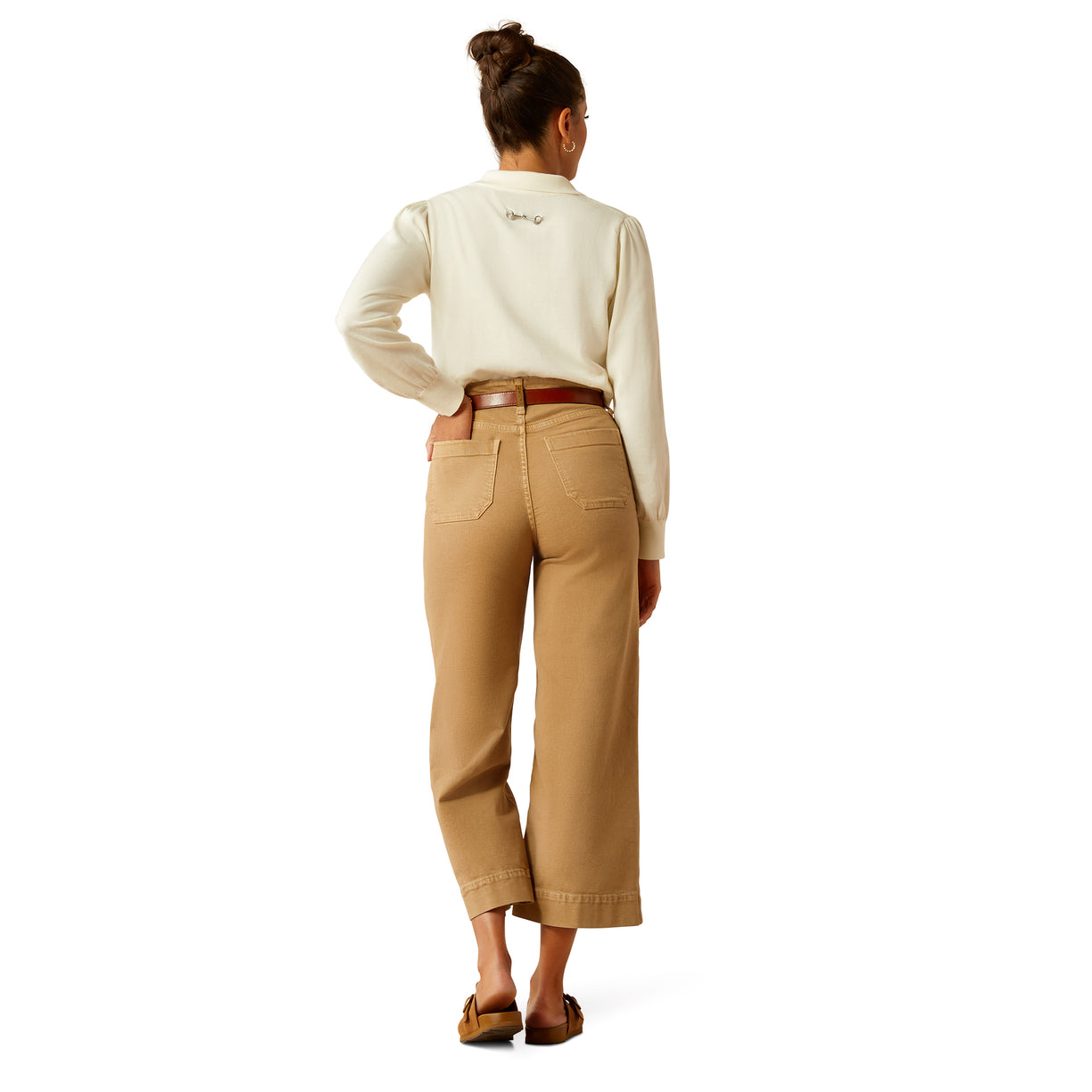 Jeans Ariat Tiro Ultra Alto Countryside Khaki Pierna Ancha y Recortada