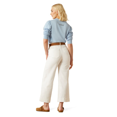 Jeans Ariat Tiro Ultra Alto Countryside Blanco Pierna Ancha y Recortada