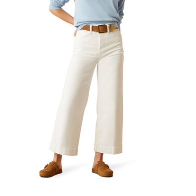 Jeans Ariat Tiro Ultra Alto Countryside Blanco Pierna Ancha y Recortada