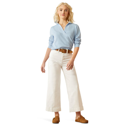 Jeans Ariat Tiro Ultra Alto Countryside Blanco Pierna Ancha y Recortada