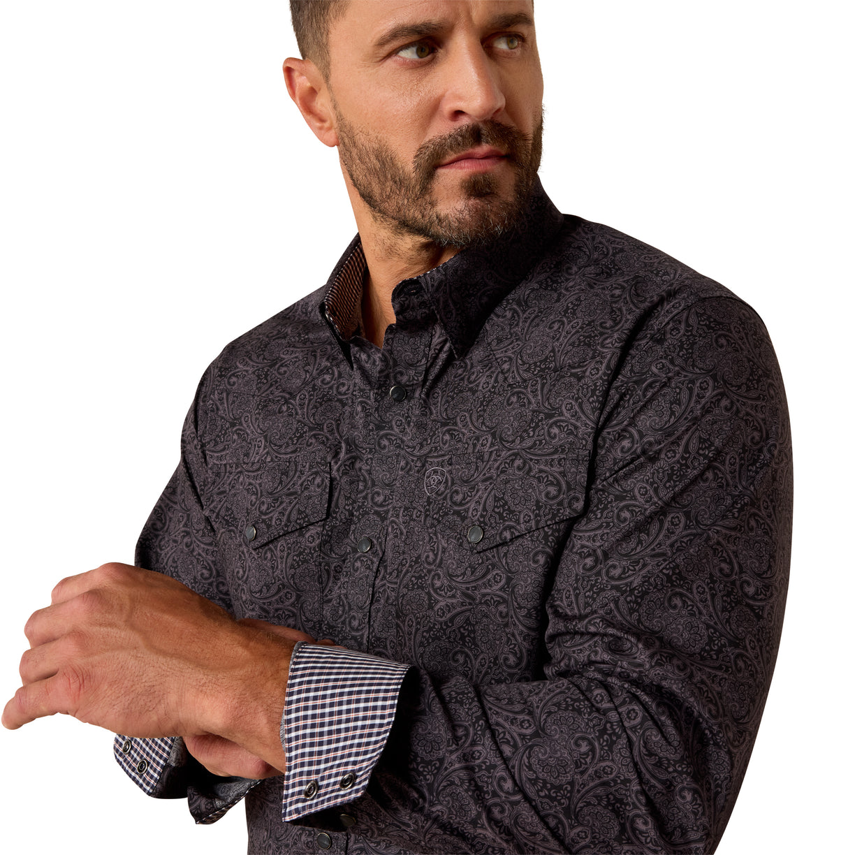 Camisa Ariat Libre de Arrugas Allen Negro Corte Fitted