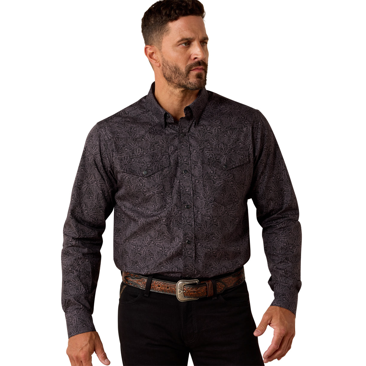 Camisa Ariat Libre de Arrugas Allen Negro Corte Fitted