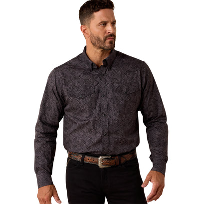 Camisa Ariat Libre de Arrugas Allen Negro Corte Fitted