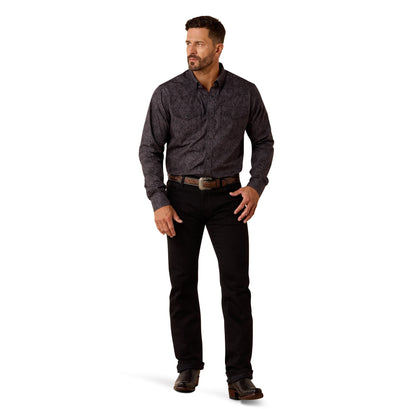 Camisa Ariat Libre de Arrugas Allen Negro Corte Fitted
