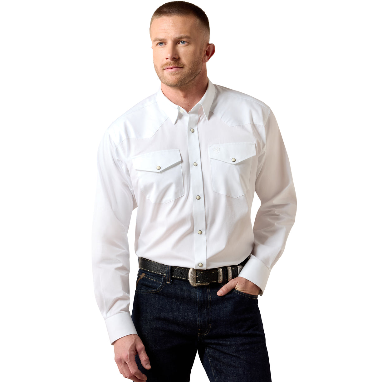 Camisa Ariat Lightweight Solid Twill Blanco Corte Clásico