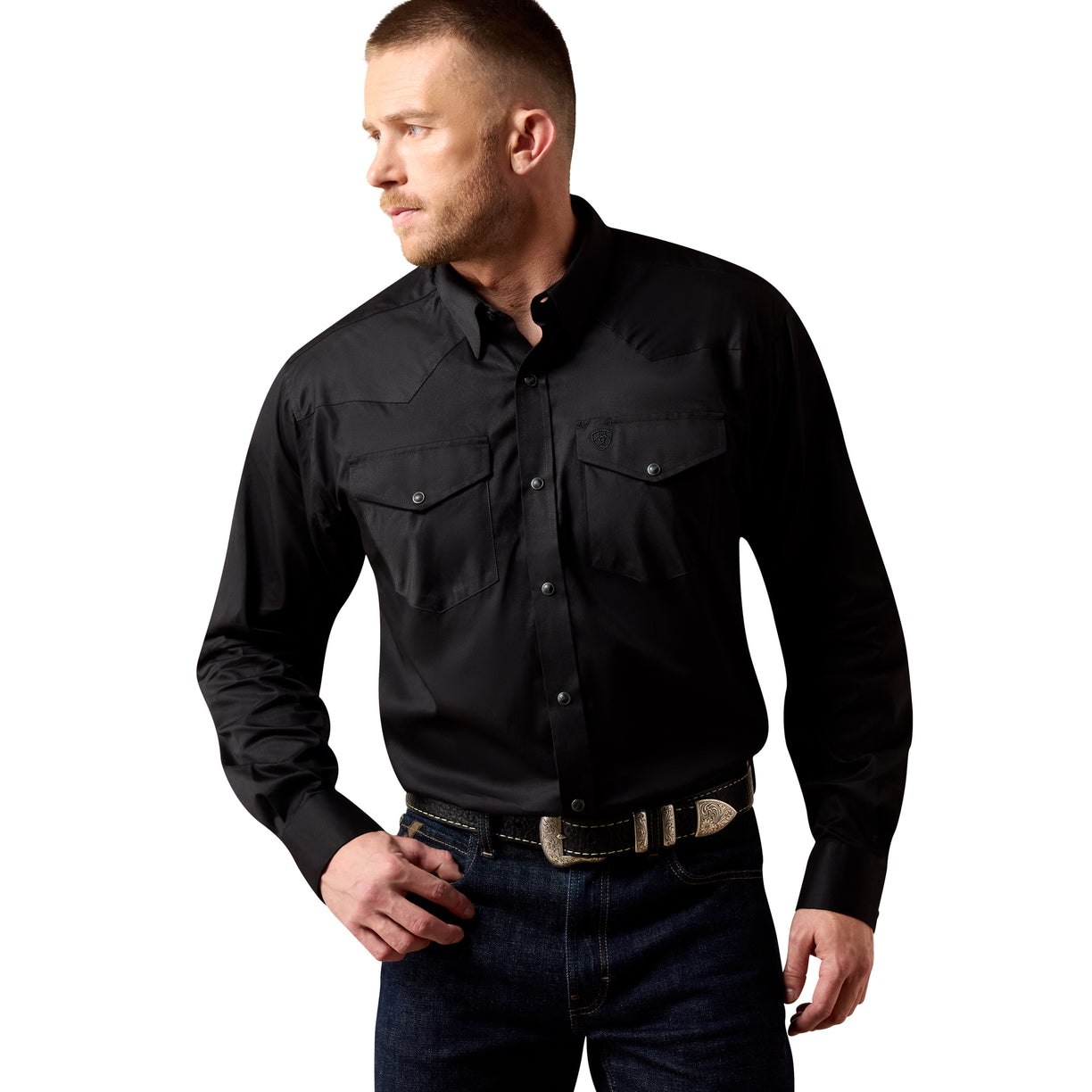 Camisa Ariat Lightweight Solid Twill Negro Corte Clásico