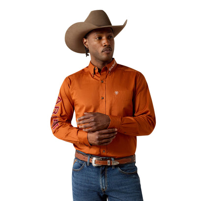 Camisa Ariat Team Logo Twill Naranja Corte Fitted