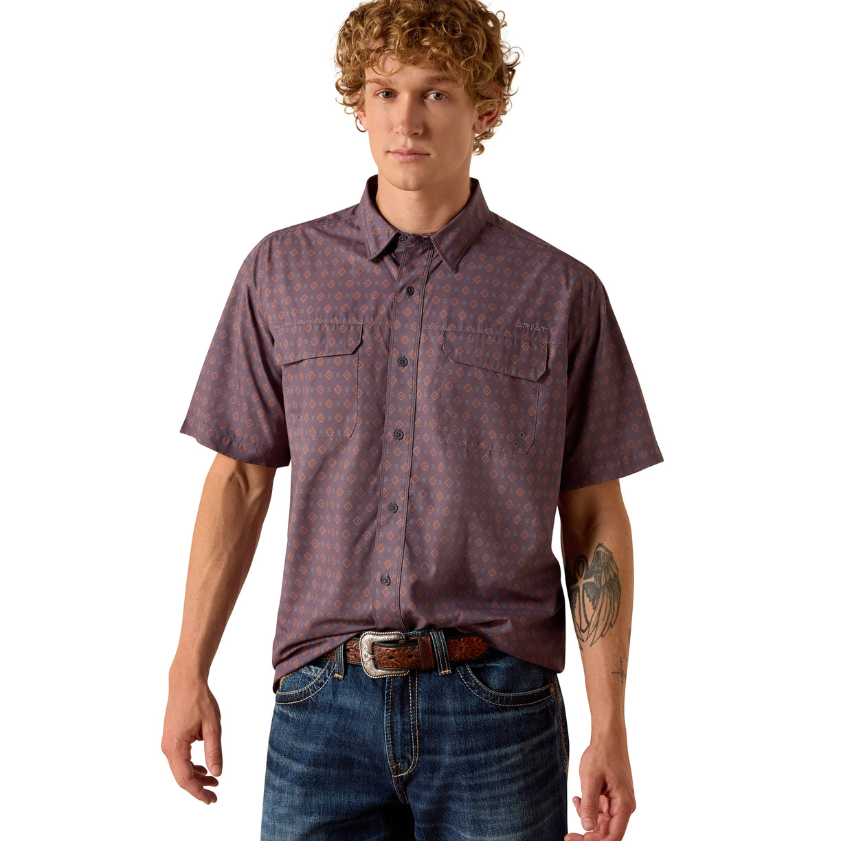 Camisa Ariat Printed VentTEK Outbound Negro Corte Clásico