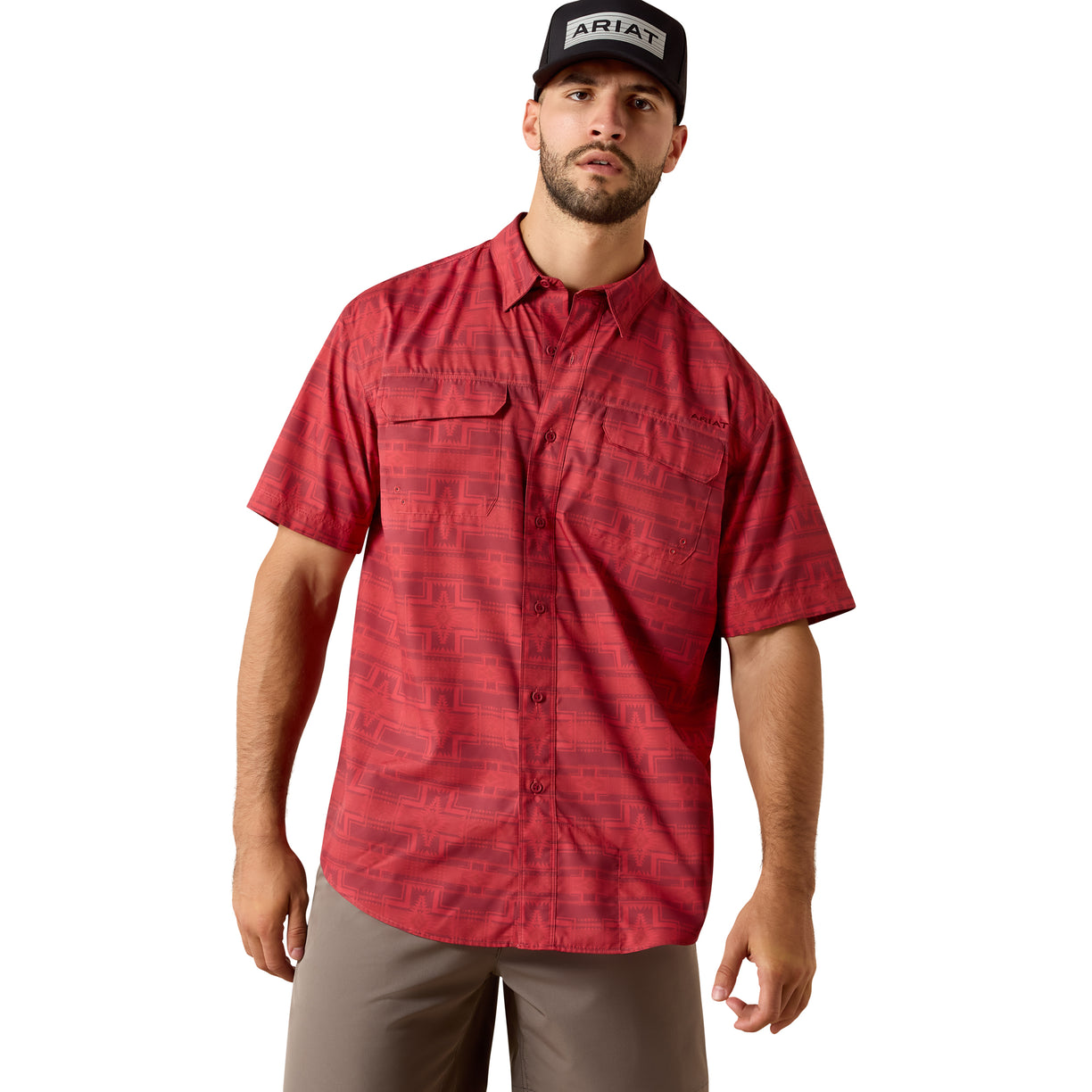 Camisa Ariat VentTEK Outbound Rojo Corte Clásico