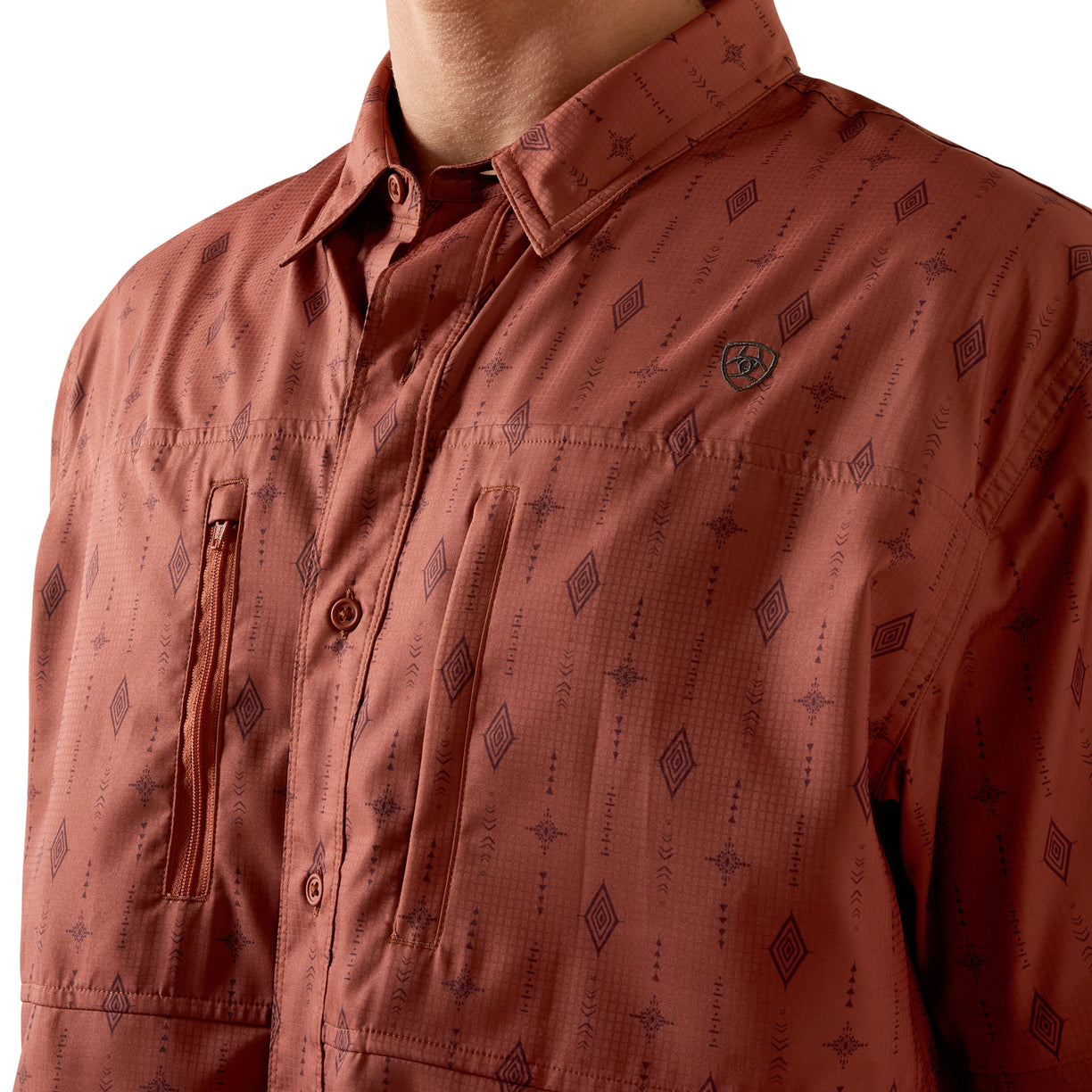 Camisa Ariat Printed VentTEK Café Corte Clásico