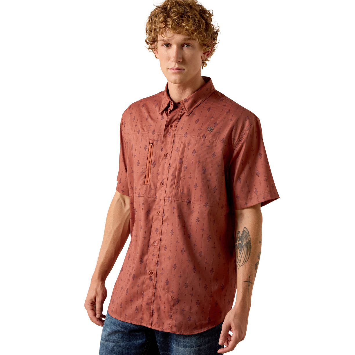 Camisa Ariat Printed VentTEK Café Corte Clásico