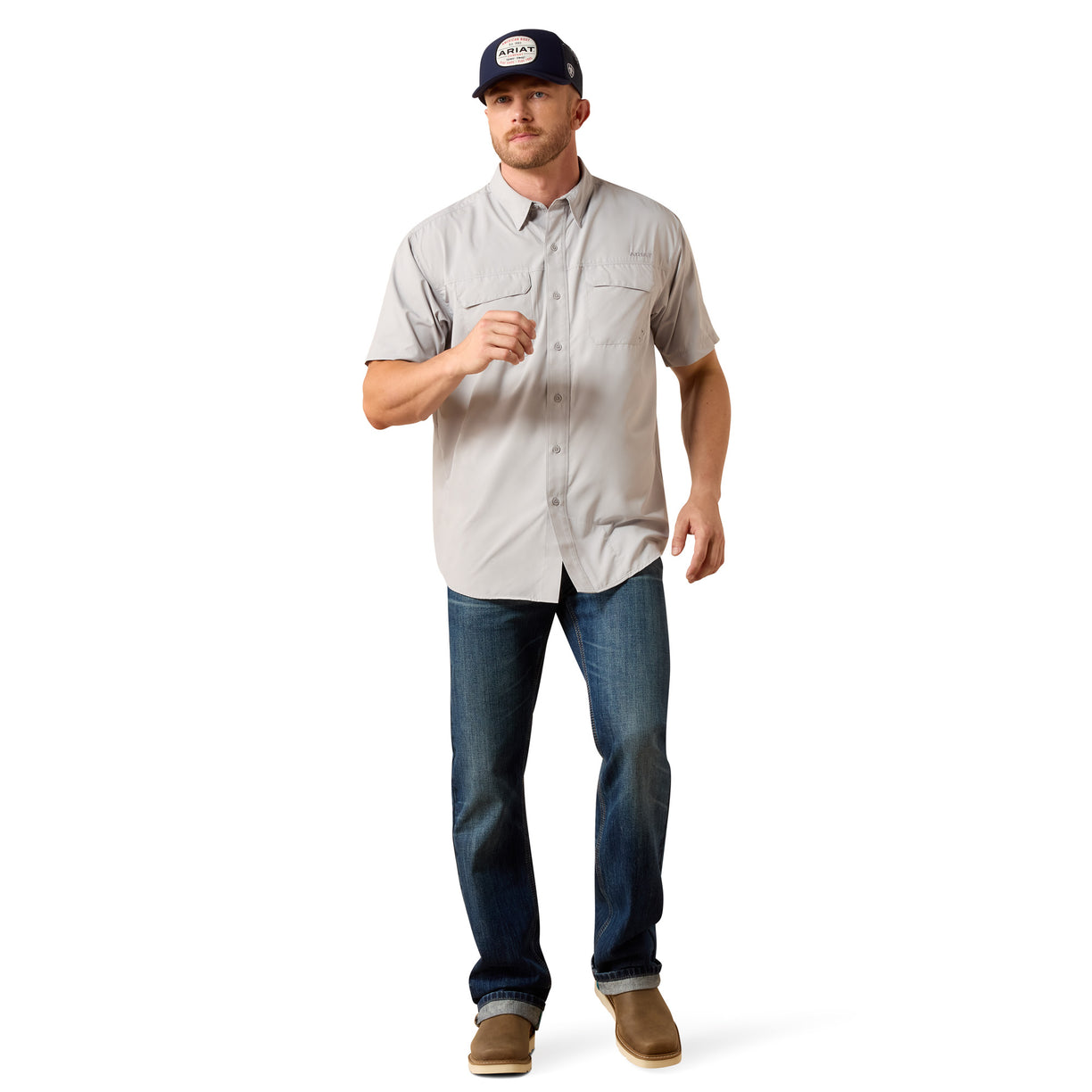 Camisa Ariat VentTEK Outbound Light Grey Corte Clásico