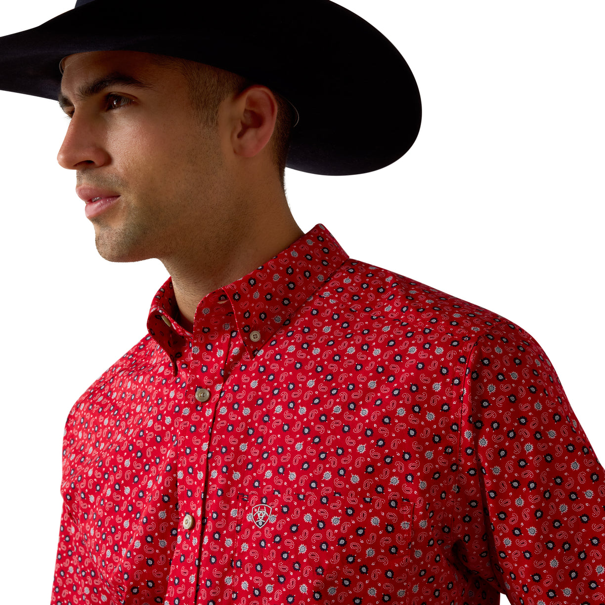 Camisa Ariat Barth Rojo Corte Fitted