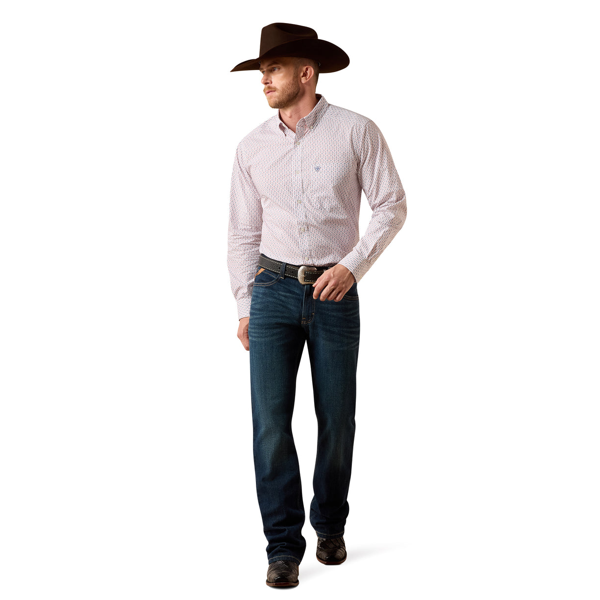 Camisa Ariat Brad Blanco Corte Fitted