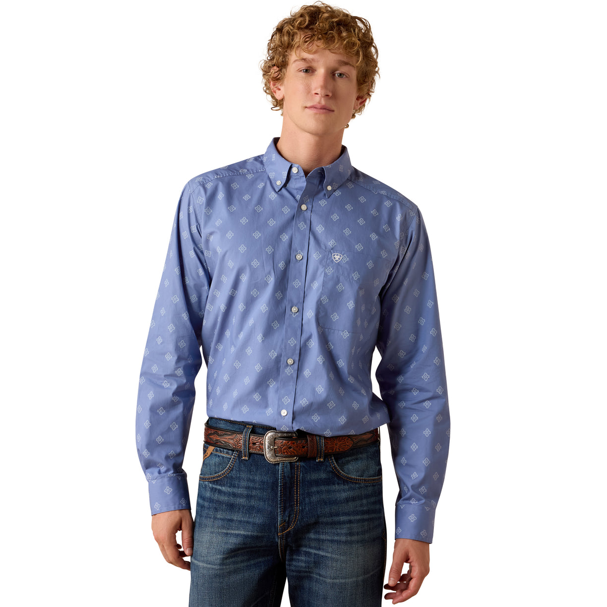Camisa Ariat Byrd Azul Corte Fitted