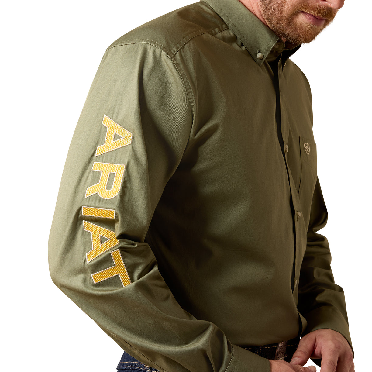 Camisa Ariat Team Logo Lightweight Twill Verde Corte Clásico