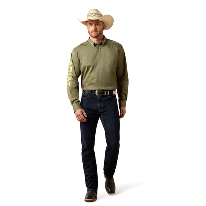 Camisa Ariat Team Logo Lightweight Twill Verde Corte Clásico