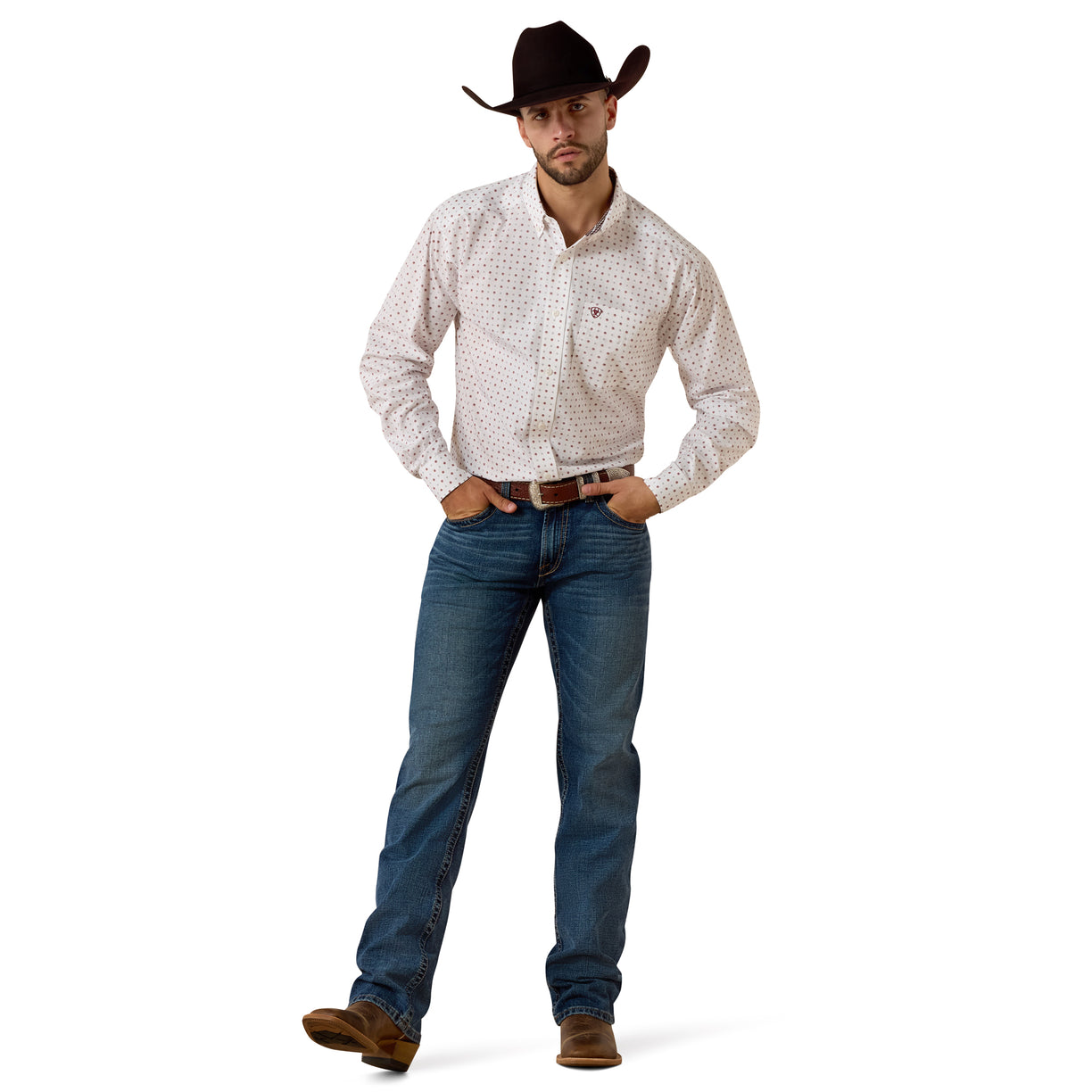 Camisa Ariat Wrinkle Free Waverly Blanco Corte Clásico