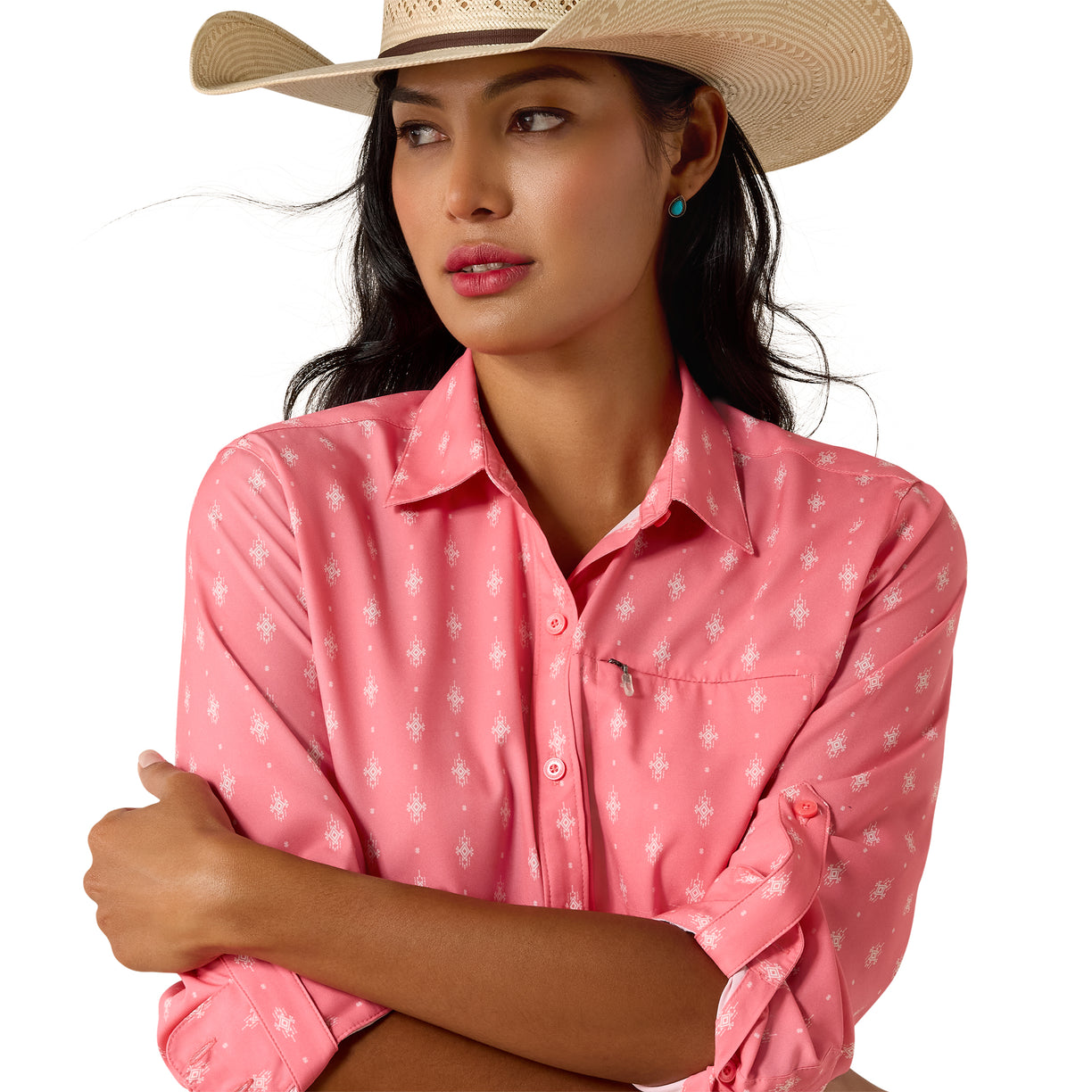 Camisa Ariat VentTEK Coral Print