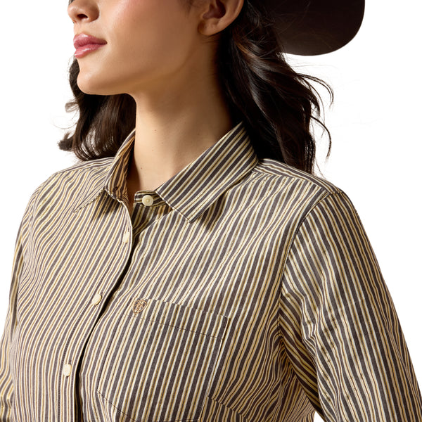 Camisa Ariat Team Kirby Chocolate con Rayas