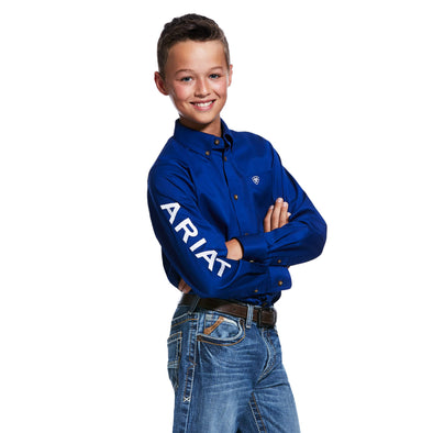 Camisa Ariat Infantil Team Logo Twill Azul