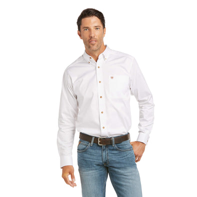 Camisa Ariat Solid Twill Corte Fitted Blanco