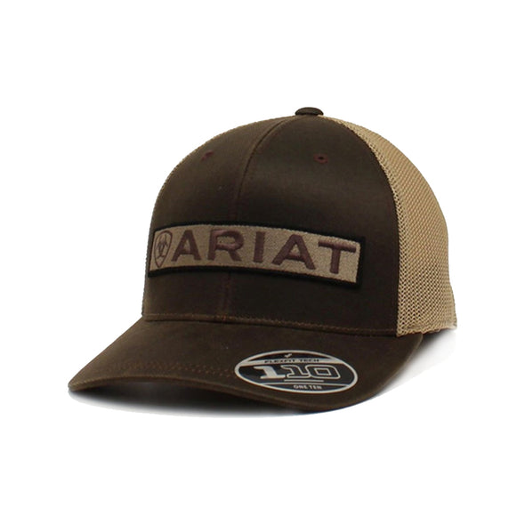 Gorra Ariat color café con malla color beige