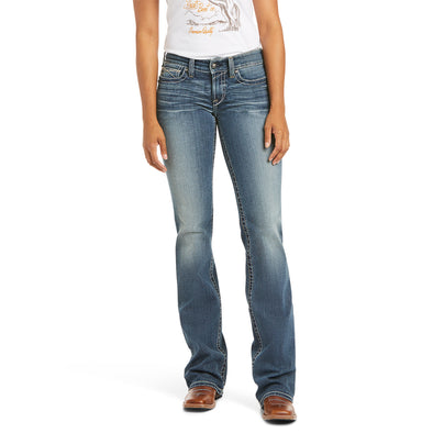 Jeans R.E.AL. Whipstitch Stretch Tiro Medio Corte de Bota