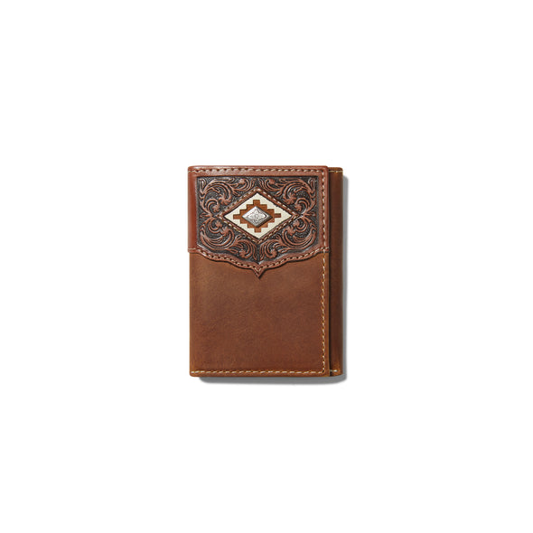 Cartera Ariat Trifold Diseño Diamante Marrón Medio