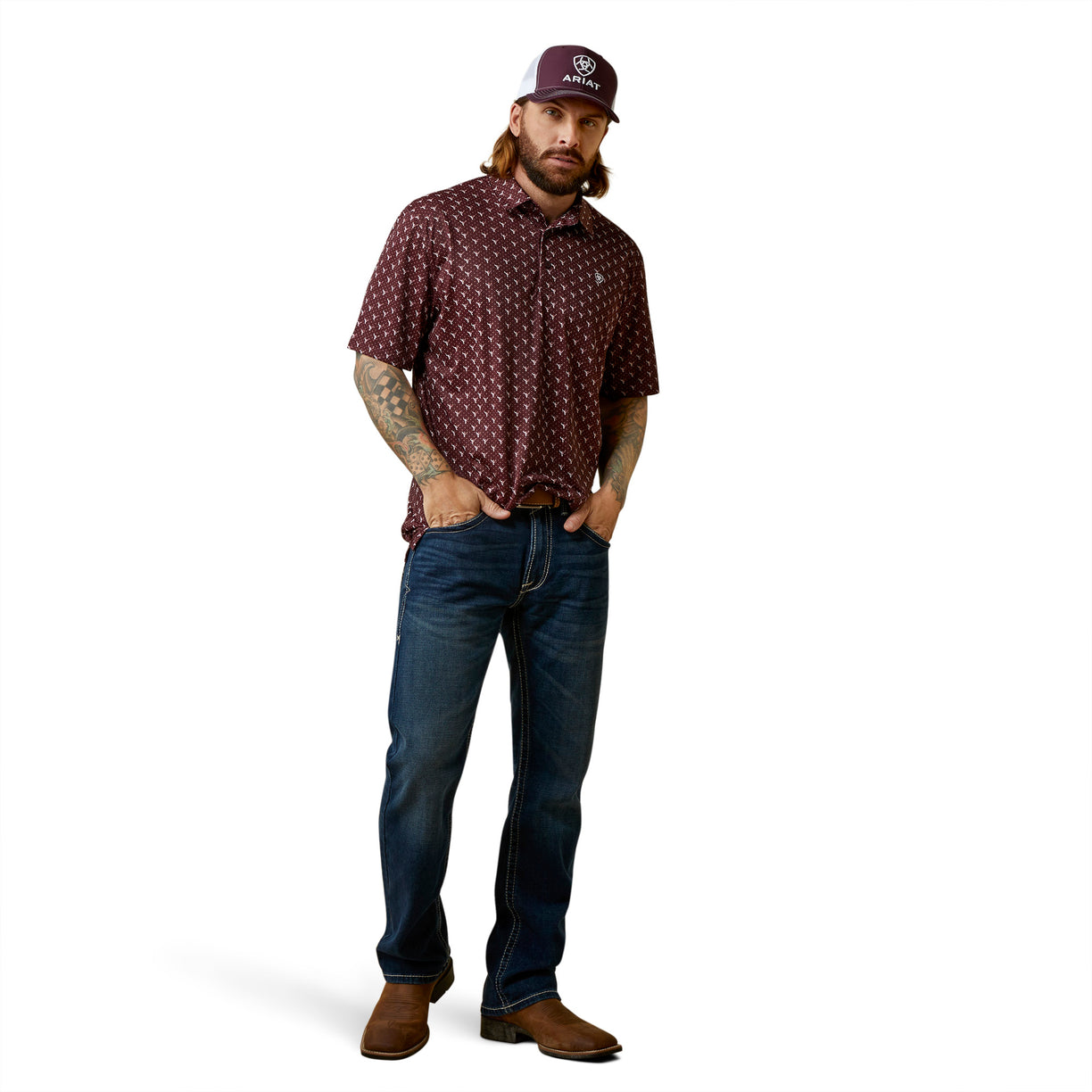Polo Ariat All Over Print Malbec