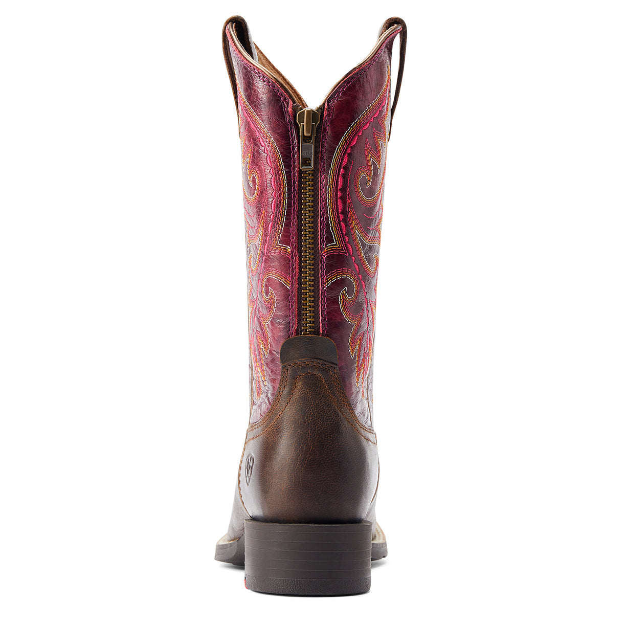 Bota Vaquera Round Up Worn Mocha Cremallera Trasera